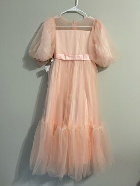 Dideyttawl Peach Pink Tulle Flower Girl Dress
